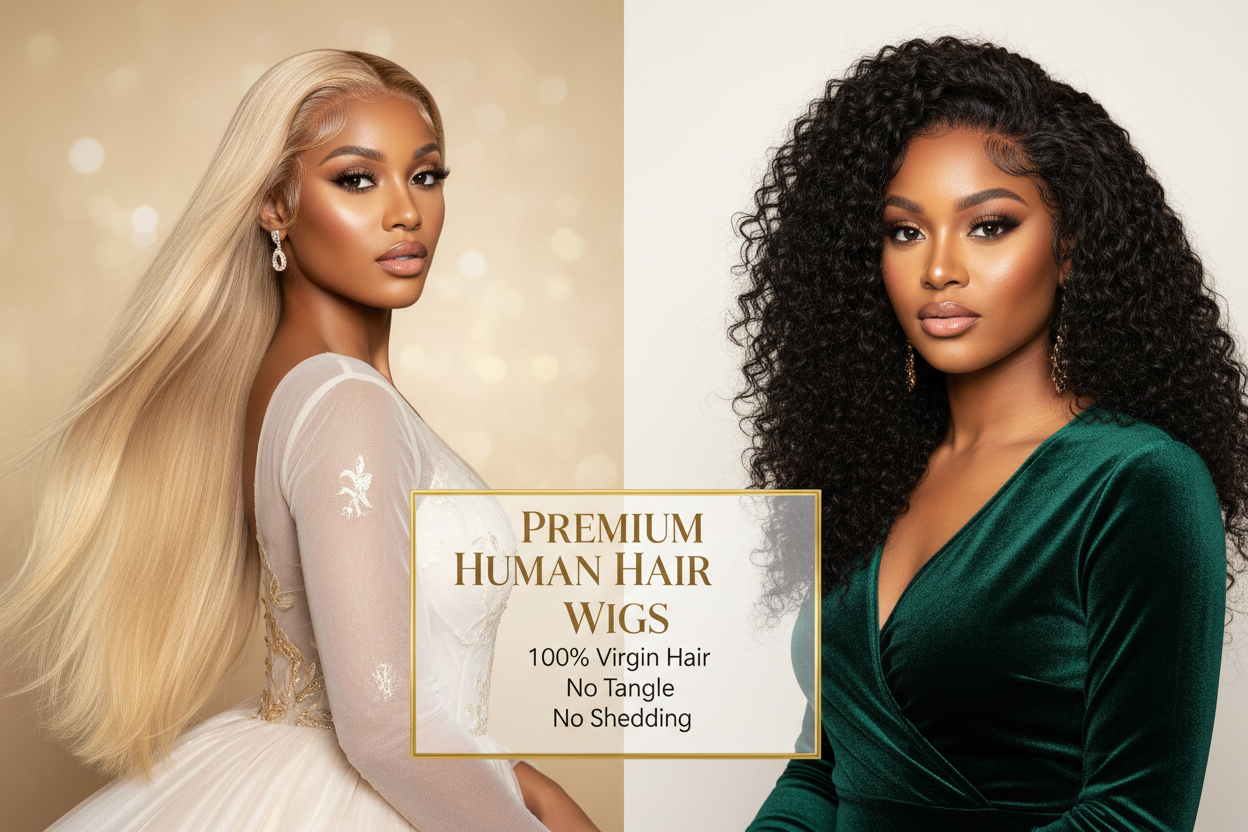 Premium Human Hair Wigs Banner